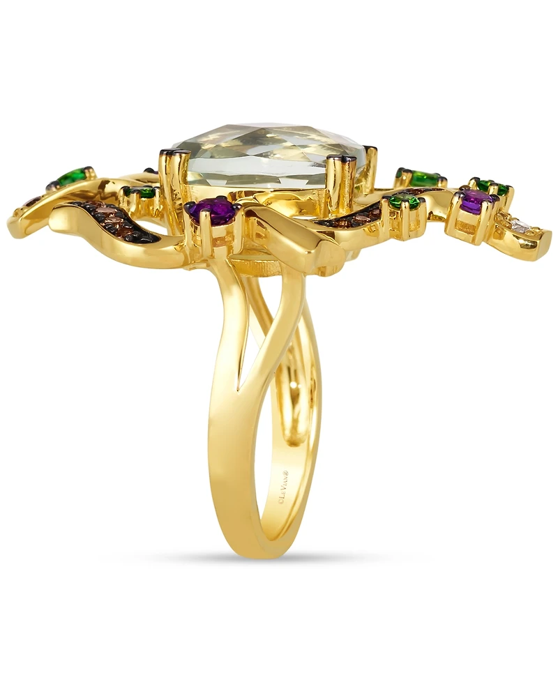 Le Vian Crazy Collection Multi-Gemstone (5-1/3 ct. t.w.) & Diamond (3/8 ct. t.w.) Swirling Cluster Statement Ring in 14k Gold