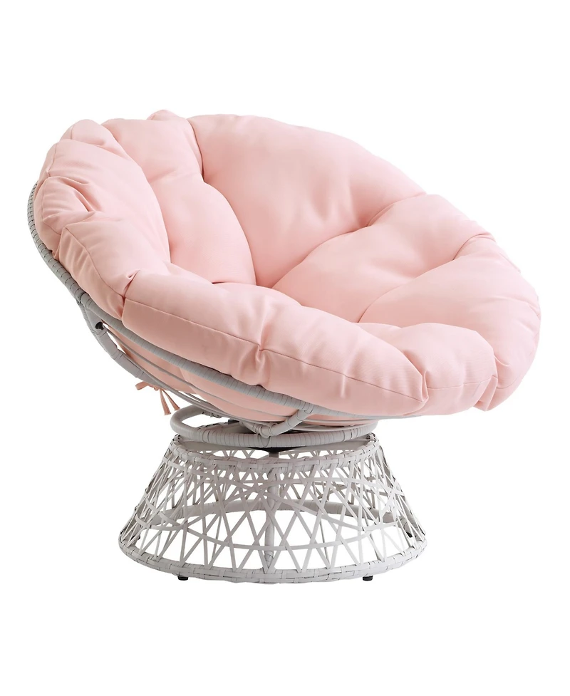 Papasan Chair with Round Pillow Cushion and Wicker Weave