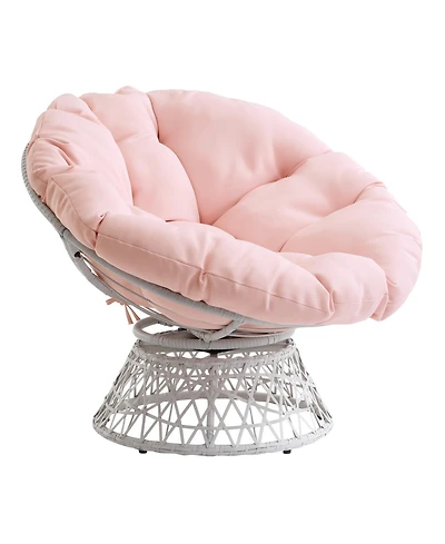 Papasan Chair with Round Pillow Cushion and Wicker Weave
