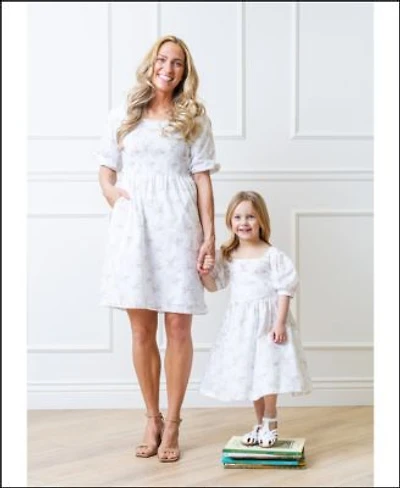 Mommy Me Organic Cotton Puff Sleeve Dresses In Printed Meadow Floral
