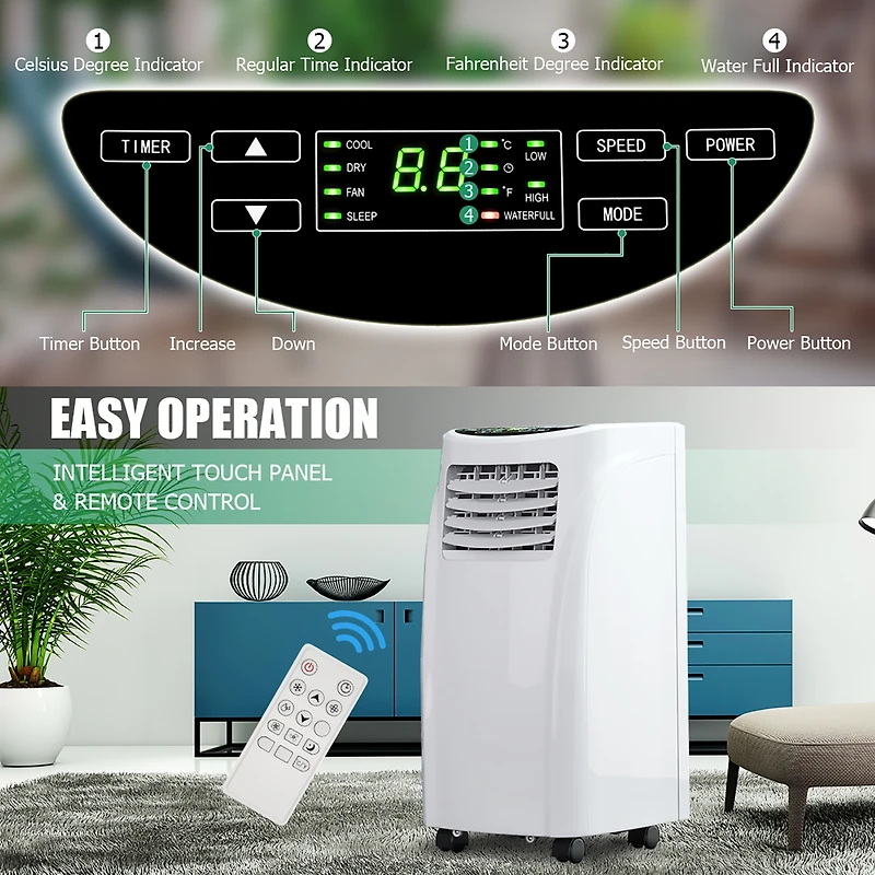 5500 Btu (8000BTU Ashrae) Portable Air Conditioner & Dehumidifier Function Remote