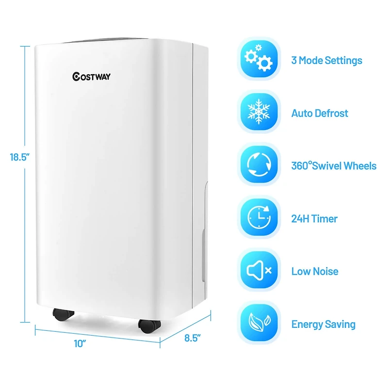 Pints 1500 Sq. Ft Portable Dehumidifier For Medium To Large Spaces