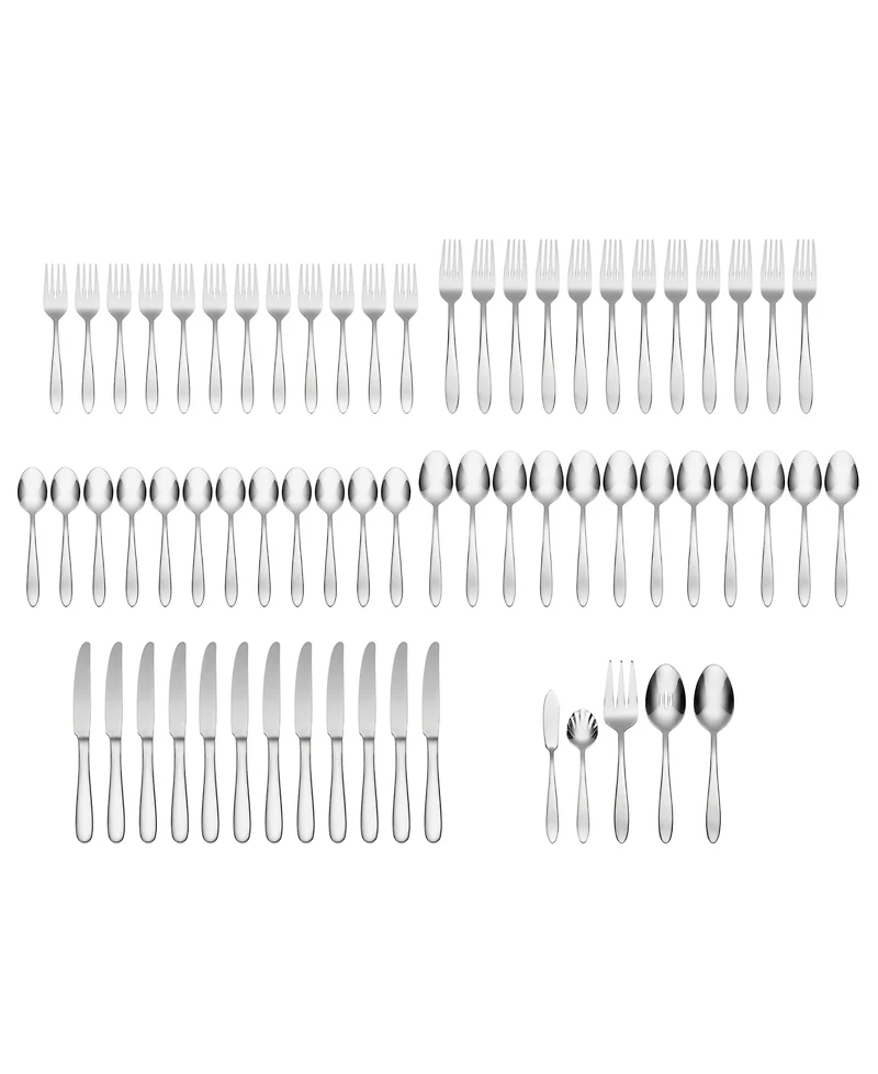 Oneida Mooncrest 65 Piece Everyday Flatware Set, Service For 12