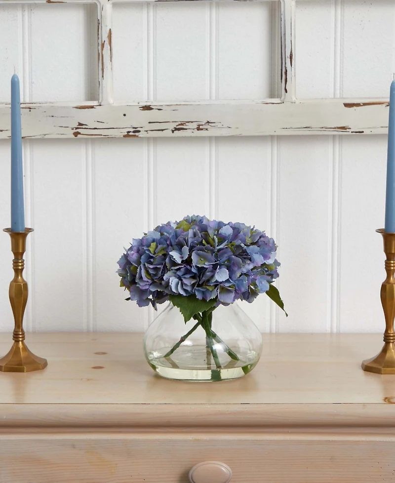 Nearly Natural Large Blooming Hydrangea w/Vase