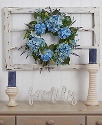 Nearly Natural 24" Hydrangea Blue Wreath