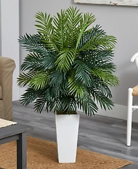 Nearly Natural 45" Areca Palm Artificial Plant in White Tower Planter