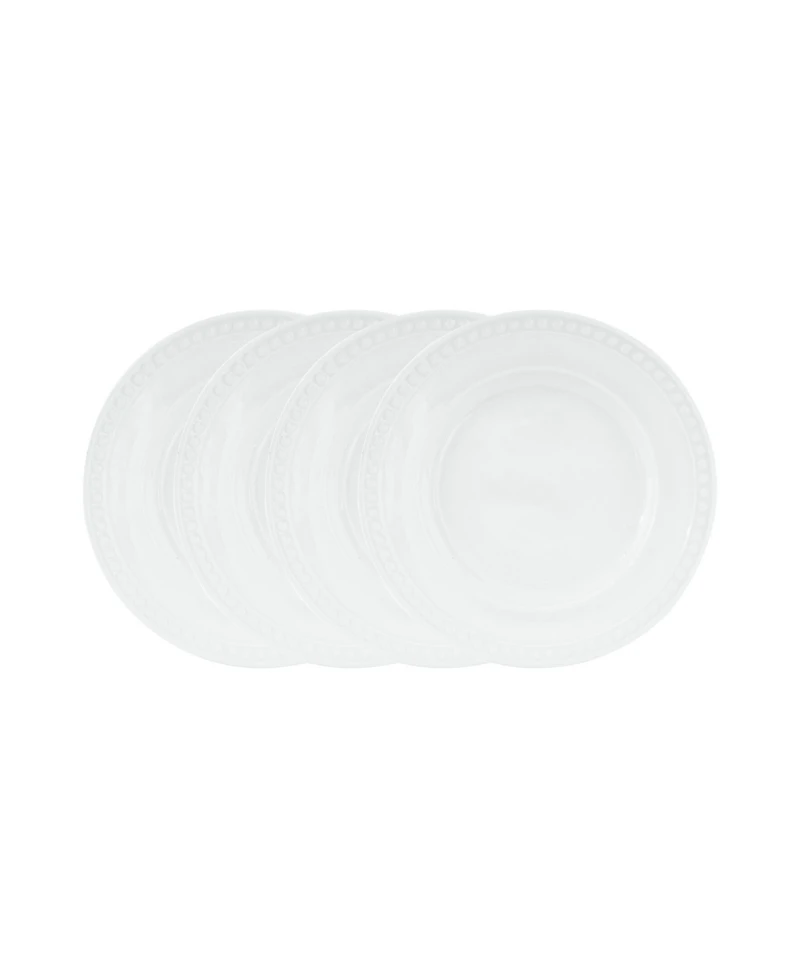 Fitz and Floyd Everyday Whiteware Beaded Salad Plate 4 Piece Set