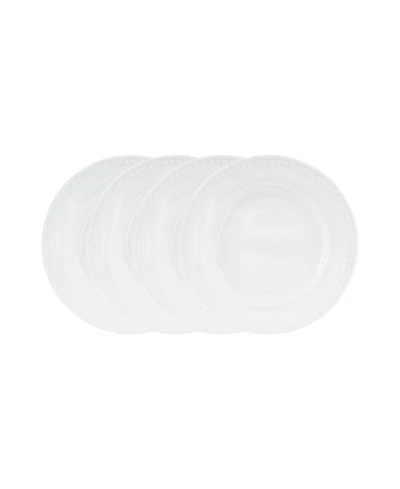 Fitz and Floyd Everyday Whiteware Beaded Salad Plate 4 Piece Set