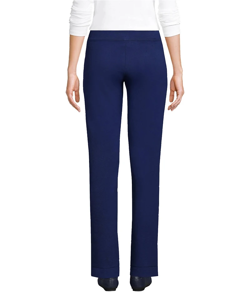 Lands' End Women's Starfish Mid Rise Straight Leg Elastic Waist Pull On Pants