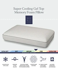 Ella Jayne Super Cooling Gel Top Memory Foam Pillow, Standard