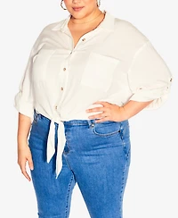 City Chic Plus Tropical Tie Top