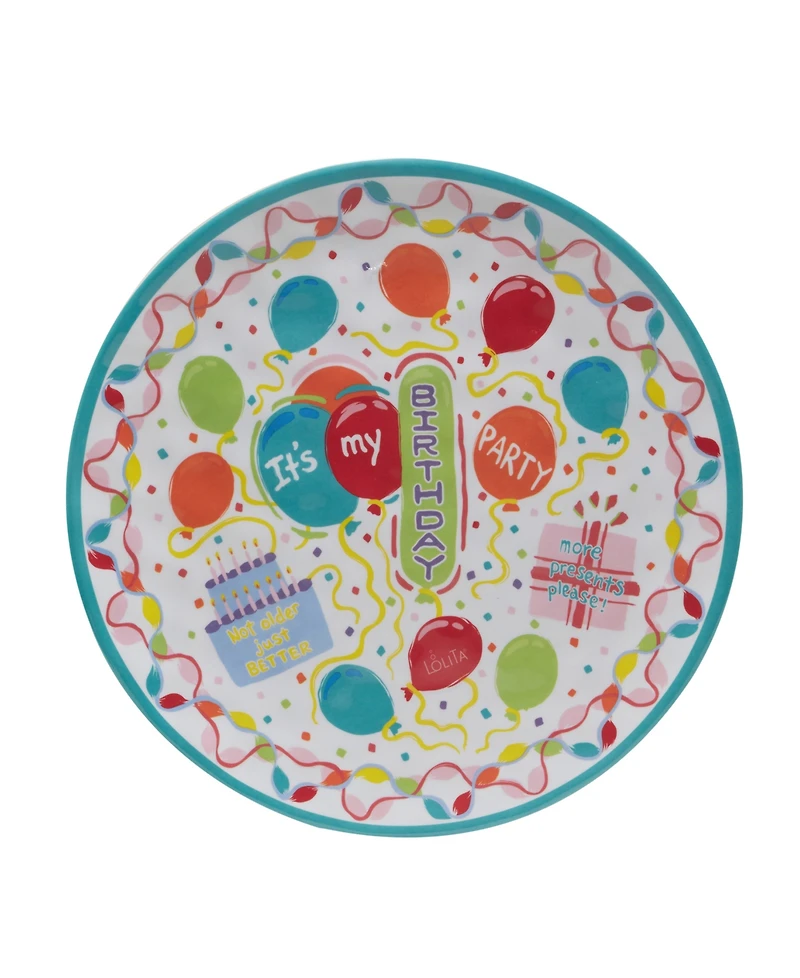 Certified International Lolita Birthday Bash Melamine Set of 4 Dinner Plate