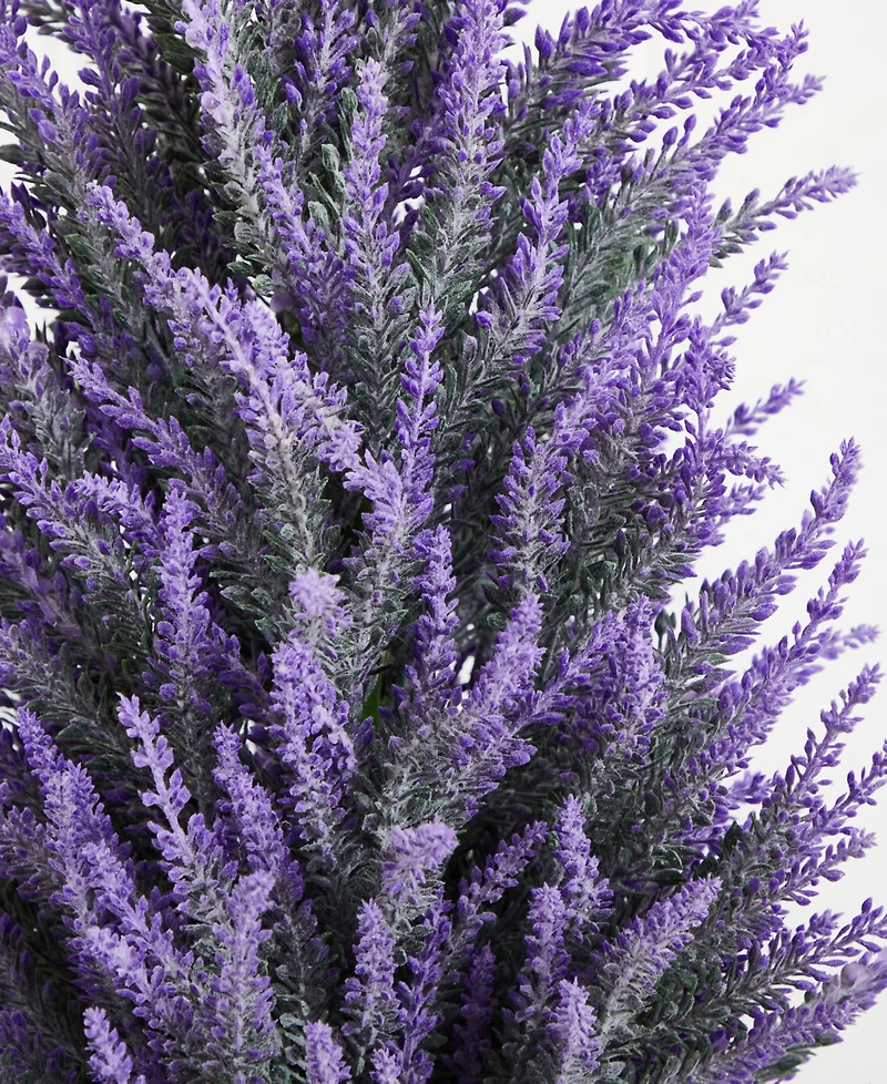 Nearly Natural Artificial Lavender Plant in White Wicker Planter