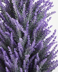 Nearly Natural Artificial Lavender Plant in White Wicker Planter