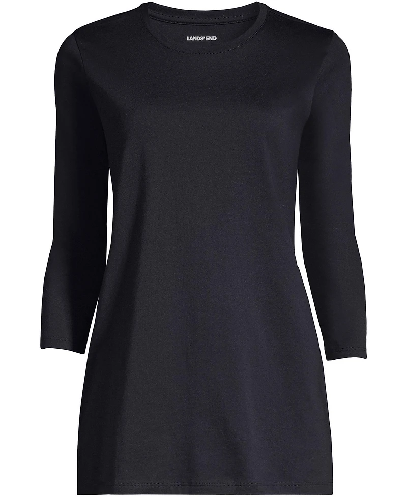 Lands' End Women's Plus 3/4 Sleeve Cotton Supima Crewneck Tunic