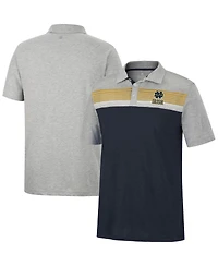 Men's Colosseum Navy, Heathered Gray Notre Dame Fighting Irish Caddie Polo Shirt