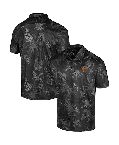 Men's Colosseum Black Texas Longhorns Big and Tall Palms Polo Shirt