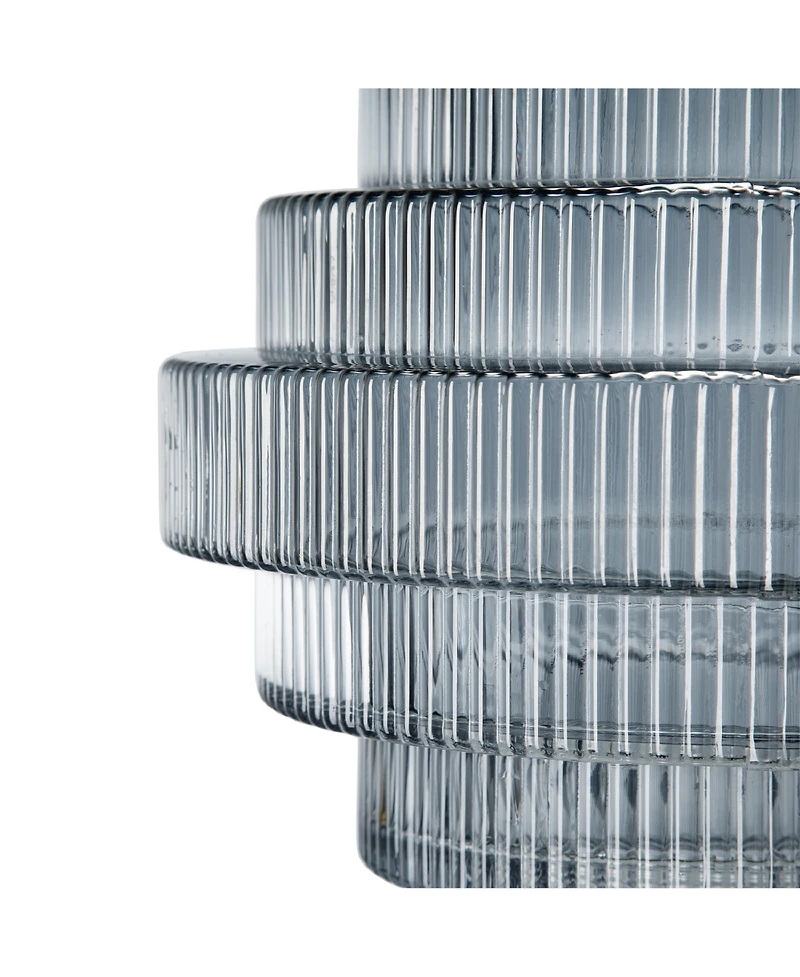 Ab Home Ribbed Geometric Glass Vase, 9.1" L x 9.1" W x 9.8" H
