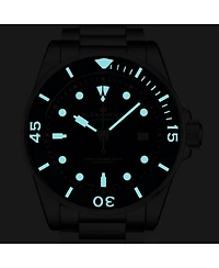 Alexander Vathos3 Men's Swiss Made Diver Watch 43mm Silver Tone Stainless Steel Case Blue Dial Rotating Bezel Sapphire Crystal 200M Water Resistant