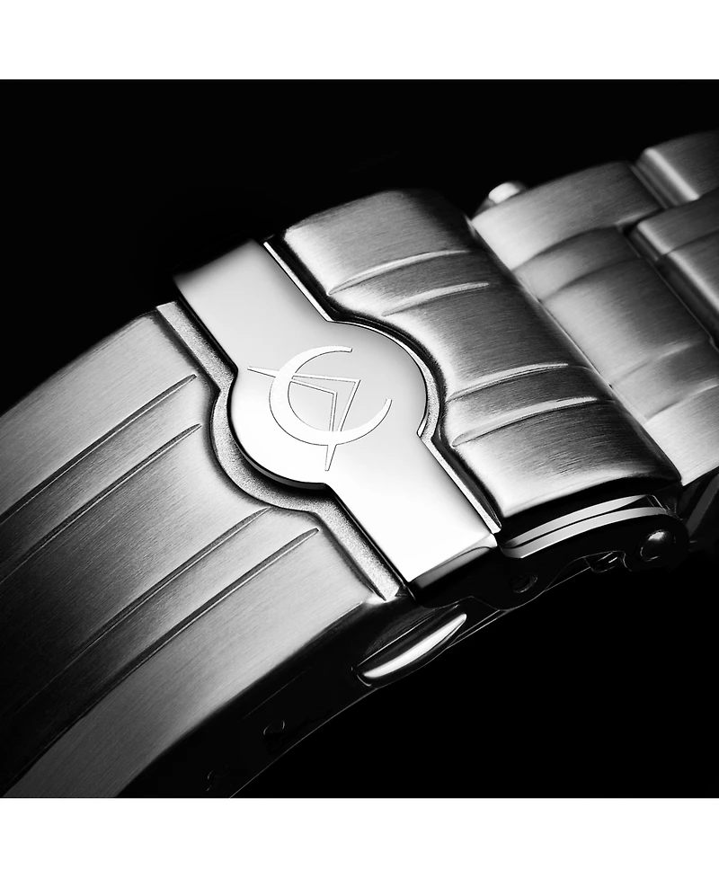 Alexander Men's Vathos Silver-tone Stainless Steel , Blue Dial , 42mm Round Watch