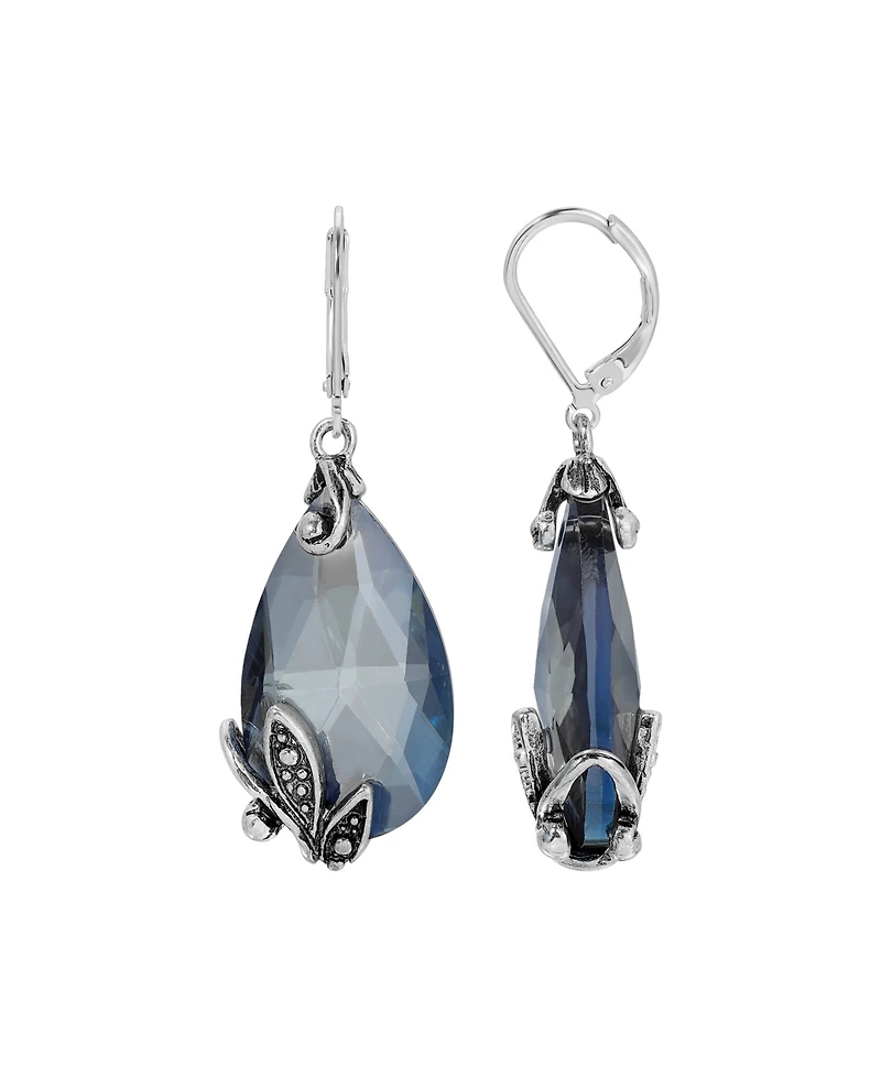 2028 Glass Teardrop Leverback Earring