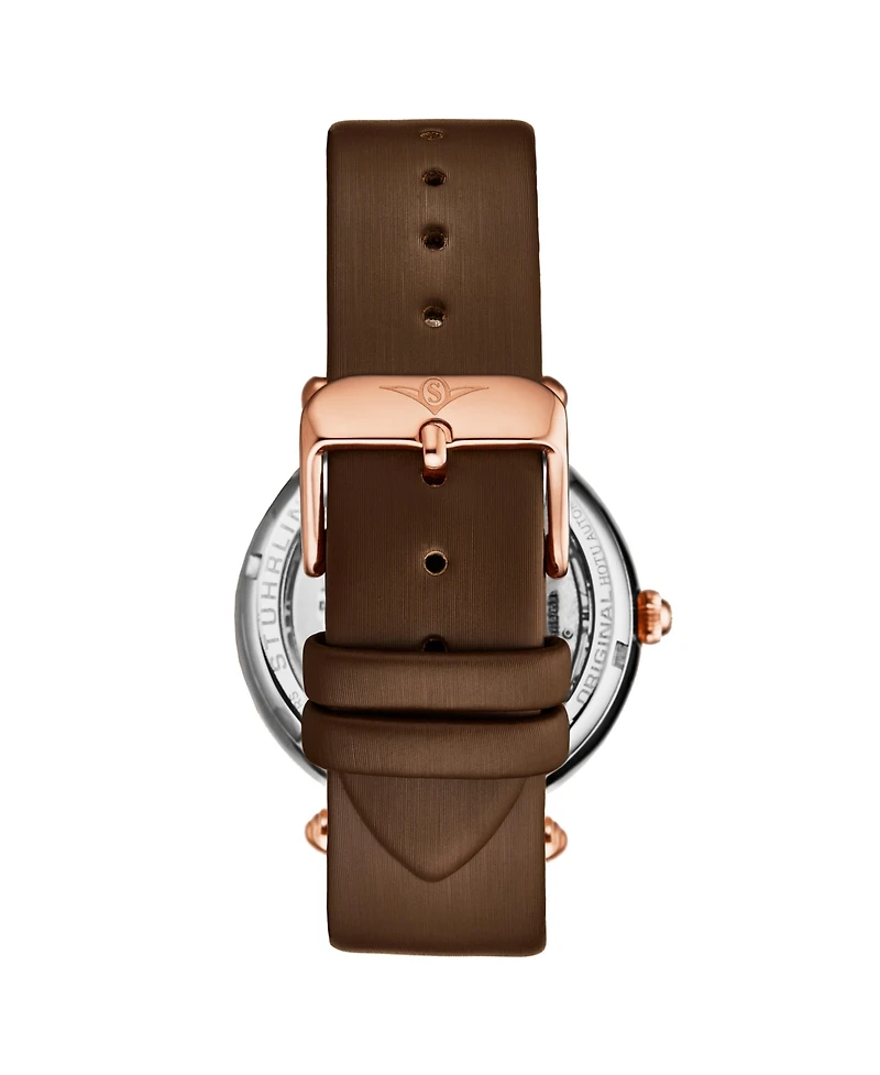 Stuhrling Women's Legacy Brown Leather , Two-Tone Rose-Gold Dial , 45mm Round Watch