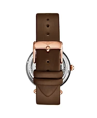Stuhrling Women's Legacy Brown Leather , Two-Tone Rose-Gold Dial , 45mm Round Watch