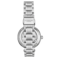 Stuhrling Women's Automatic Alloy Silver Case, Skeleton Dial,Silver Ss Link Bracelet Watch Crystal Studded Bezel