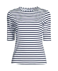Lands' End Women's Long SunShade Upf 50 Elbow Sleeve Relaxed Rash Guard