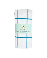 Sloppy Chef Premier Kitchen Towels (Set of 6), 3 Solid Color Towels and 3 White Towels with Matching Pattern, 15x25 in., Soft Ringspun Cotton, Striped