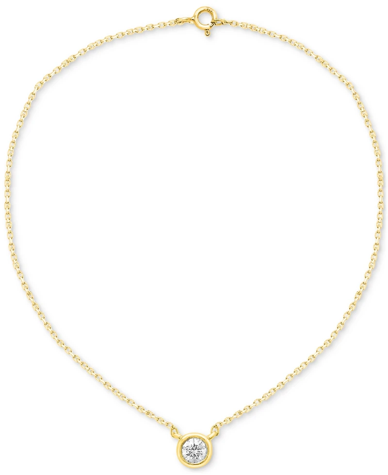 Forever Grown Diamonds Lab-Created Diamond Bezel Soltiare 18" Pendant Necklace (1/5 ct. t.w.) in 14k Gold-Plated Sterling Silver