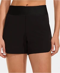 Lands' End Women's 5" Quick Dry Elastic Waist Board Shorts Swim Cover-up with Panty