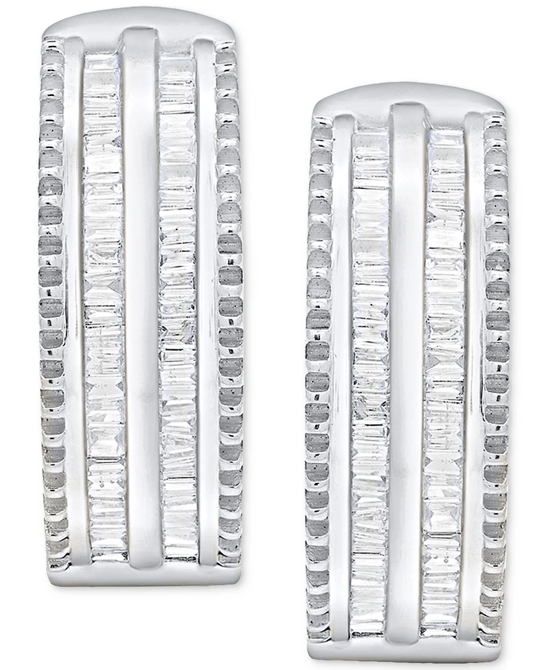 Diamond Baguette Hoop Earrings (1/2 ct. t.w.) In Sterling Silver or 14K Gold-Plated Sterling Silver