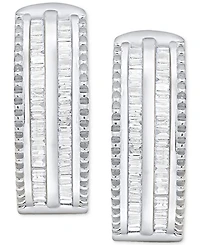 Diamond Baguette Hoop Earrings (1/2 ct. t.w.) In Sterling Silver or 14K Gold-Plated Sterling Silver