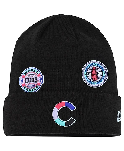 Men's New Era Black Chicago Cubs Polar Lights Cuffed Knit Hat