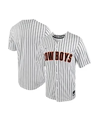 Men's Nike White, Black Oklahoma State Cowboys Pinstripe Replica Full-Button Baseball Jersey