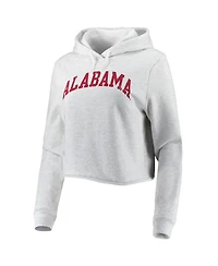 Women's League Collegiate Wear Ash Alabama Crimson Tide 2-Hit 1636 Cropped Pullover Hoodie