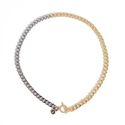 Joey Baby Silver Plated & Gold plated Brass Mixed Metal - Sake Necklace 17" For Unisex