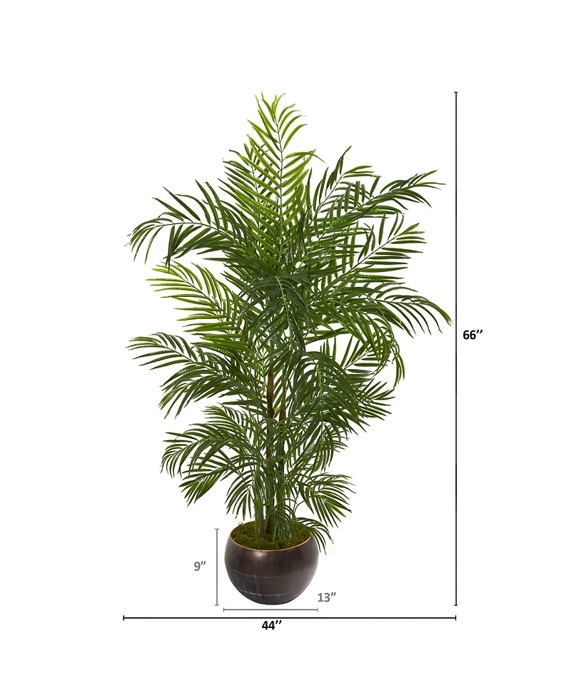 Nearly Natural 66" Areca Palm Artificial Tree in Planter Uv Resistant Indoor/Outdoor