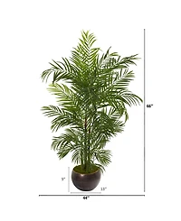 Nearly Natural 66" Areca Palm Artificial Tree in Planter Uv Resistant Indoor/Outdoor