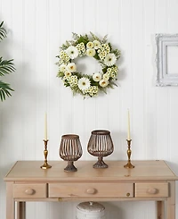 Nearly Natural 24" Mixed Daisies and Ranunculus Wreath