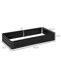 Outsunny Raised Garden Bed, Galvanized Elevated Planter Box with 2 Customizable Trellis Tomato Cages, Reinforced Rods, Elevated & Metal for Climbing V