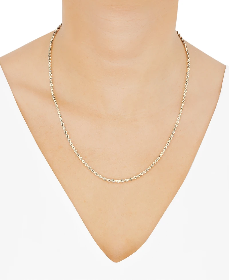 Lightweight 14k Gold Diamond-Cut Rope Chain 20" Necklace (2-1/2mm)