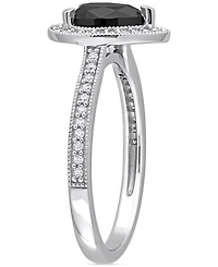 Black Diamond (1 ct. t.w.) & White (1/4 Pear-Cut Halo Engagement Ring 14k Gold