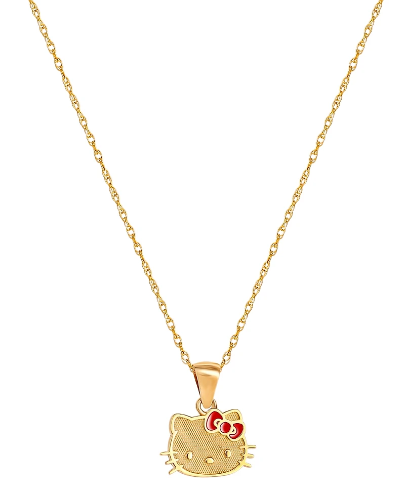 Enamel Bow Hello Kitty 18" Pendant Necklace in 10k Gold