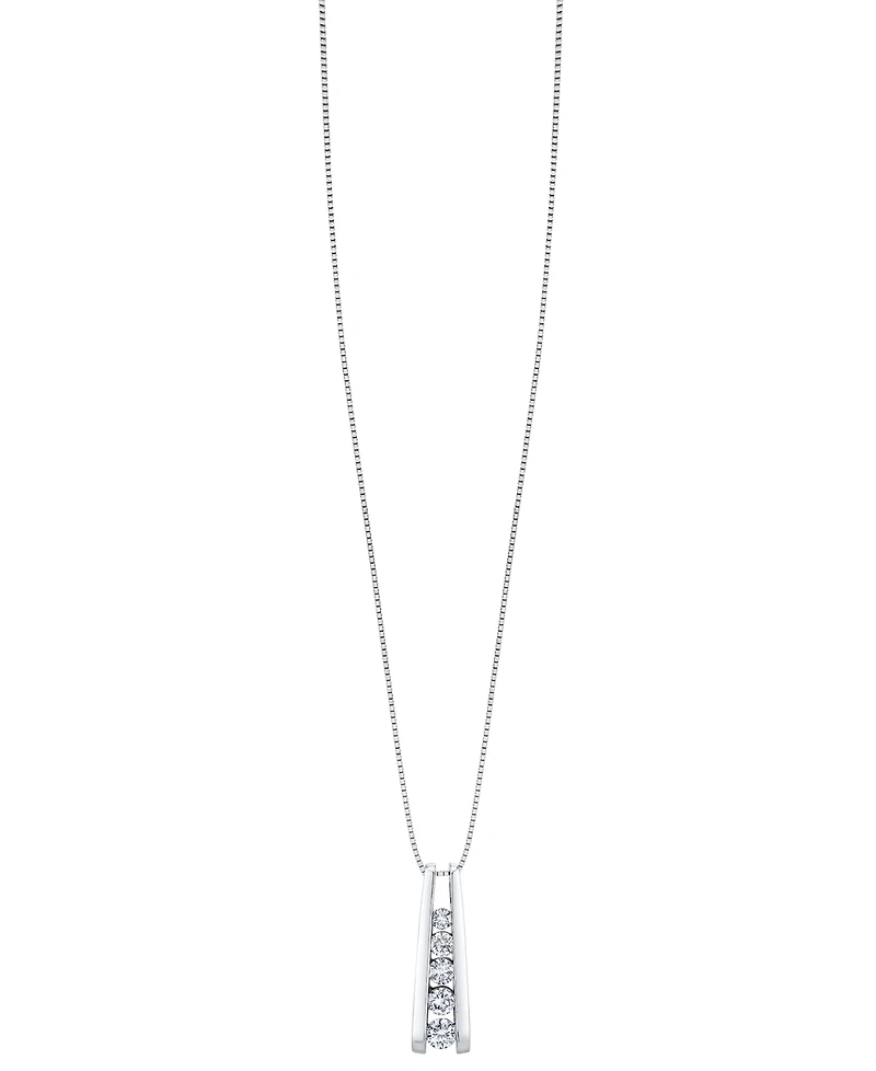 Five-Stone Diamond Journey Pendant Necklace (1 ct. t.w.) 14k Yellow or White Gold