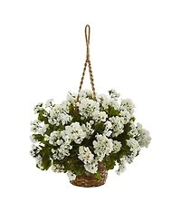 Nearly Natural Geranium Hanging Basket Artificial Plant Uv Resistant