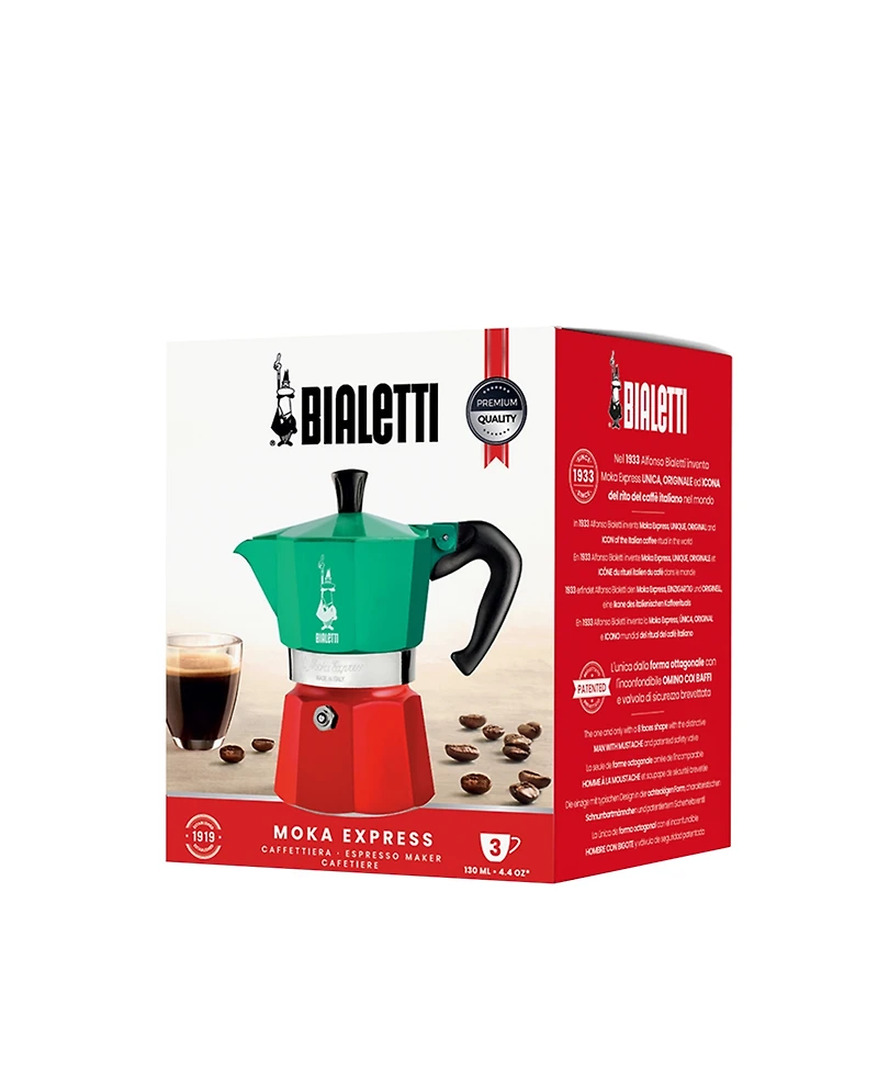 Bialetti Moka Express 130 Ml 3 Cups Tricolore Coffeemaker