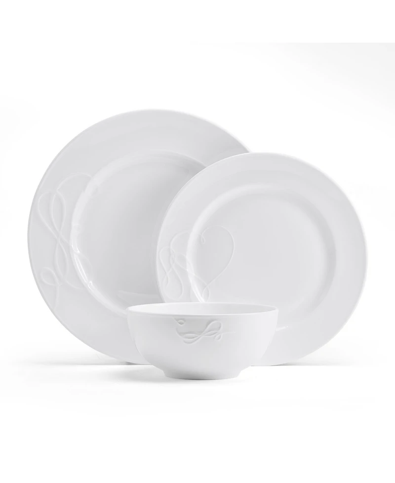 Mikasa Embossed Love Story Bone China 18 Piece Dinnerware Set, Service for 6
