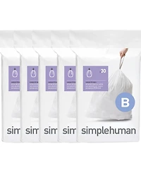 Simplehuman Code B 150pk Custom Fit Liners with 5 Quick Dispense Packs, 6L Bathroom Trash Bag Liners